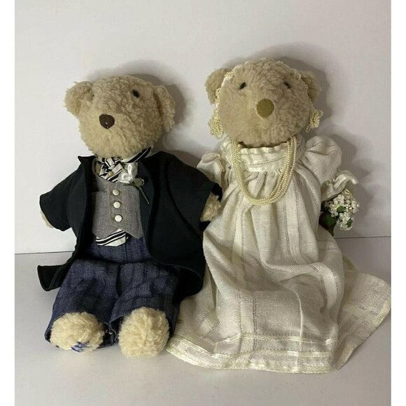 Vintage Bride and Groom Teddy Bears PD Bears Victorian - Picture 1 of 11